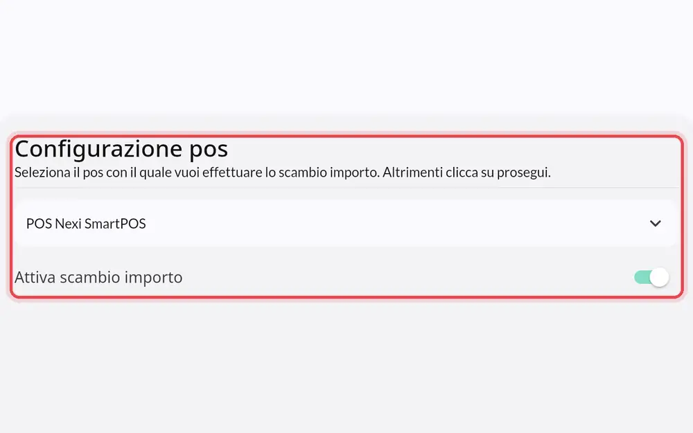 Dove si trova «Configurazione pos»