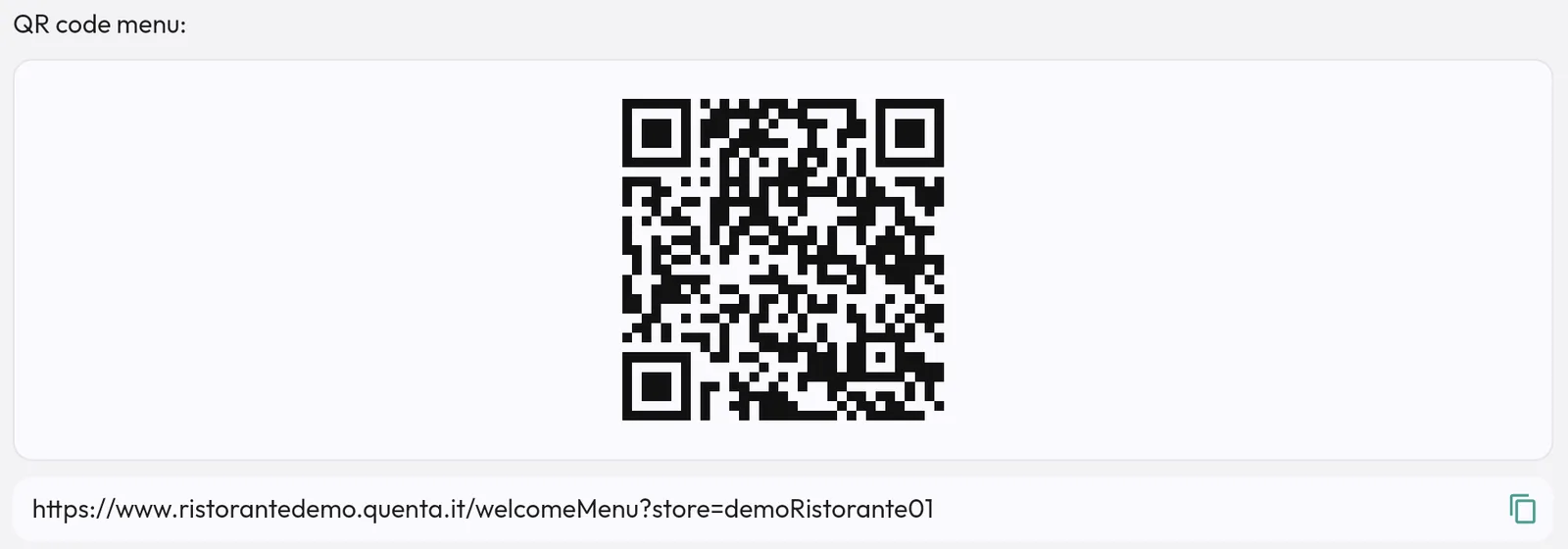 Il QR del menu con il suo link
