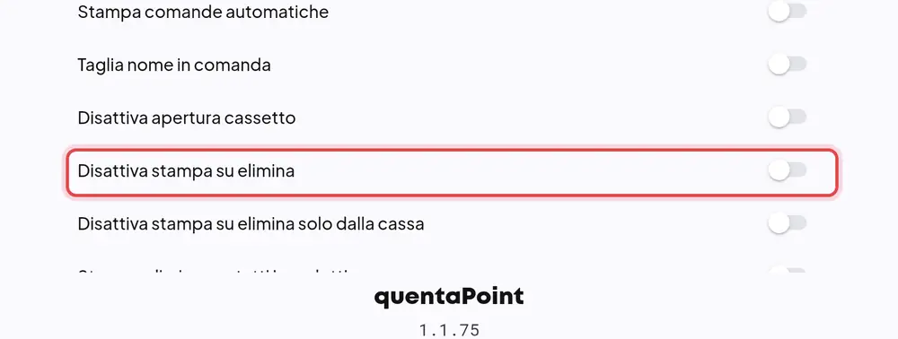 Dove si trova «Disattiva stampa su elimina»