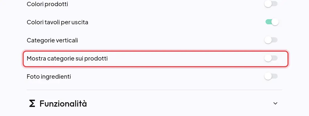 Dove si trova «Mostra categorie sui prodotti»
