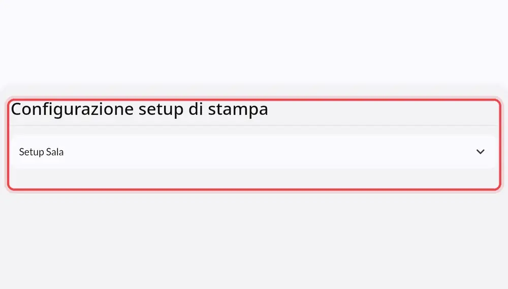 Dove si trova «Configurazione setup di stampa»
