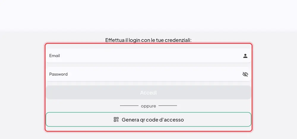 Dove si trova «Login (email/password o QR)»