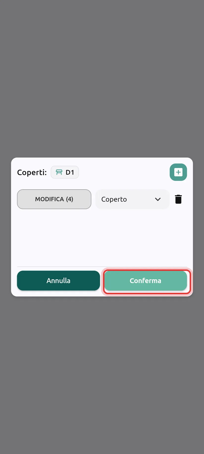Apertura del tavolo dal palmare