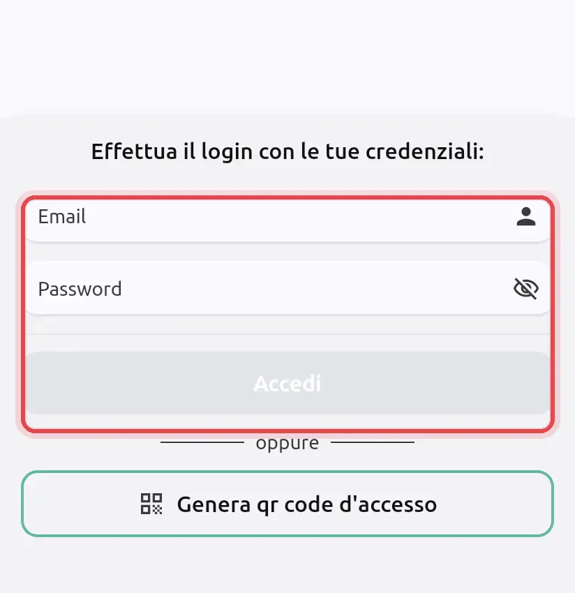 Dove si trova «Login con email e password»