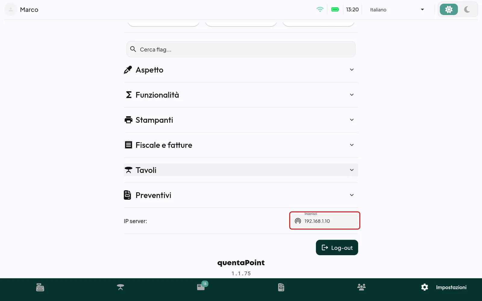 IP server sulla seconda cassa