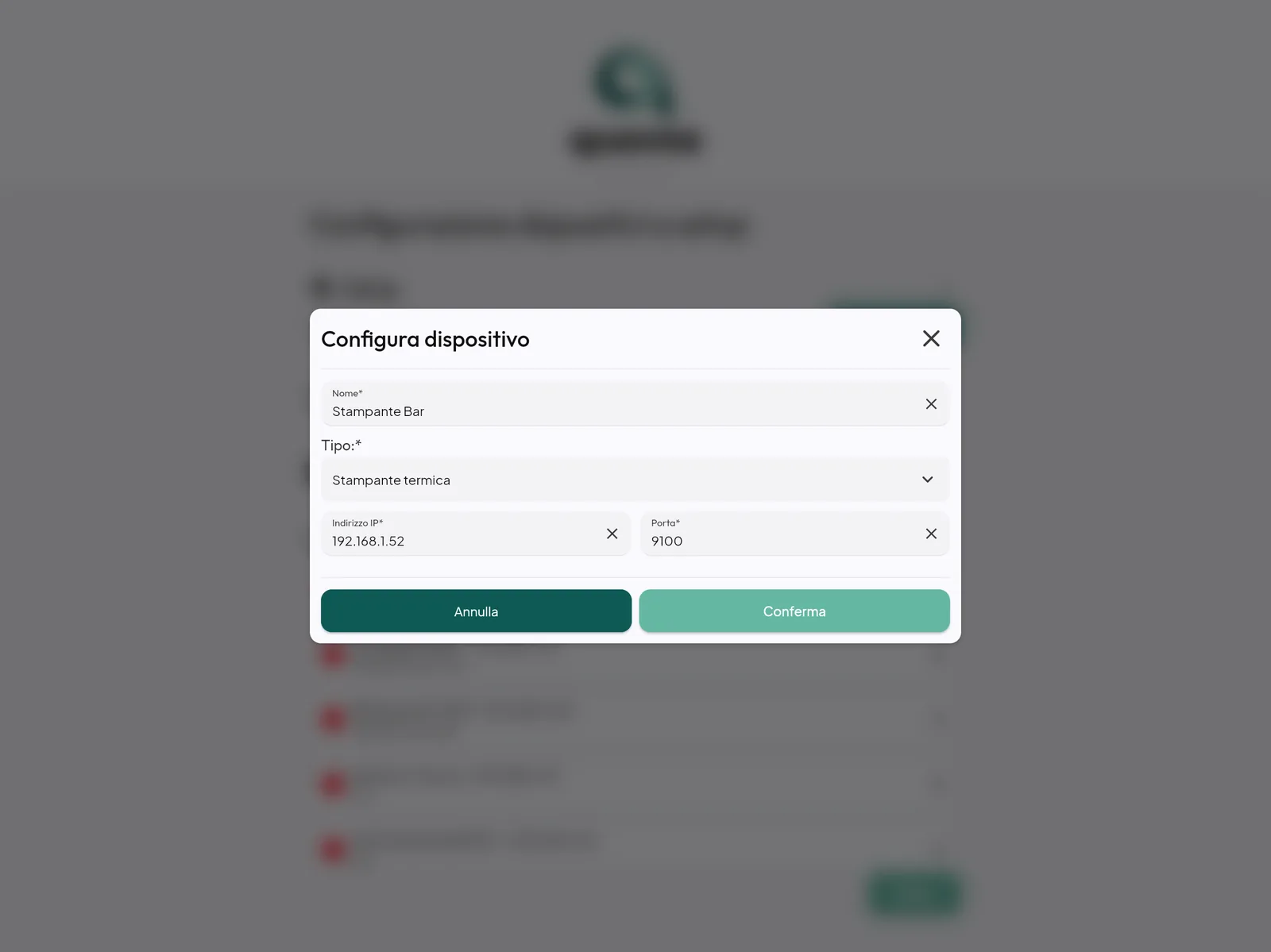 Configura dispositivo