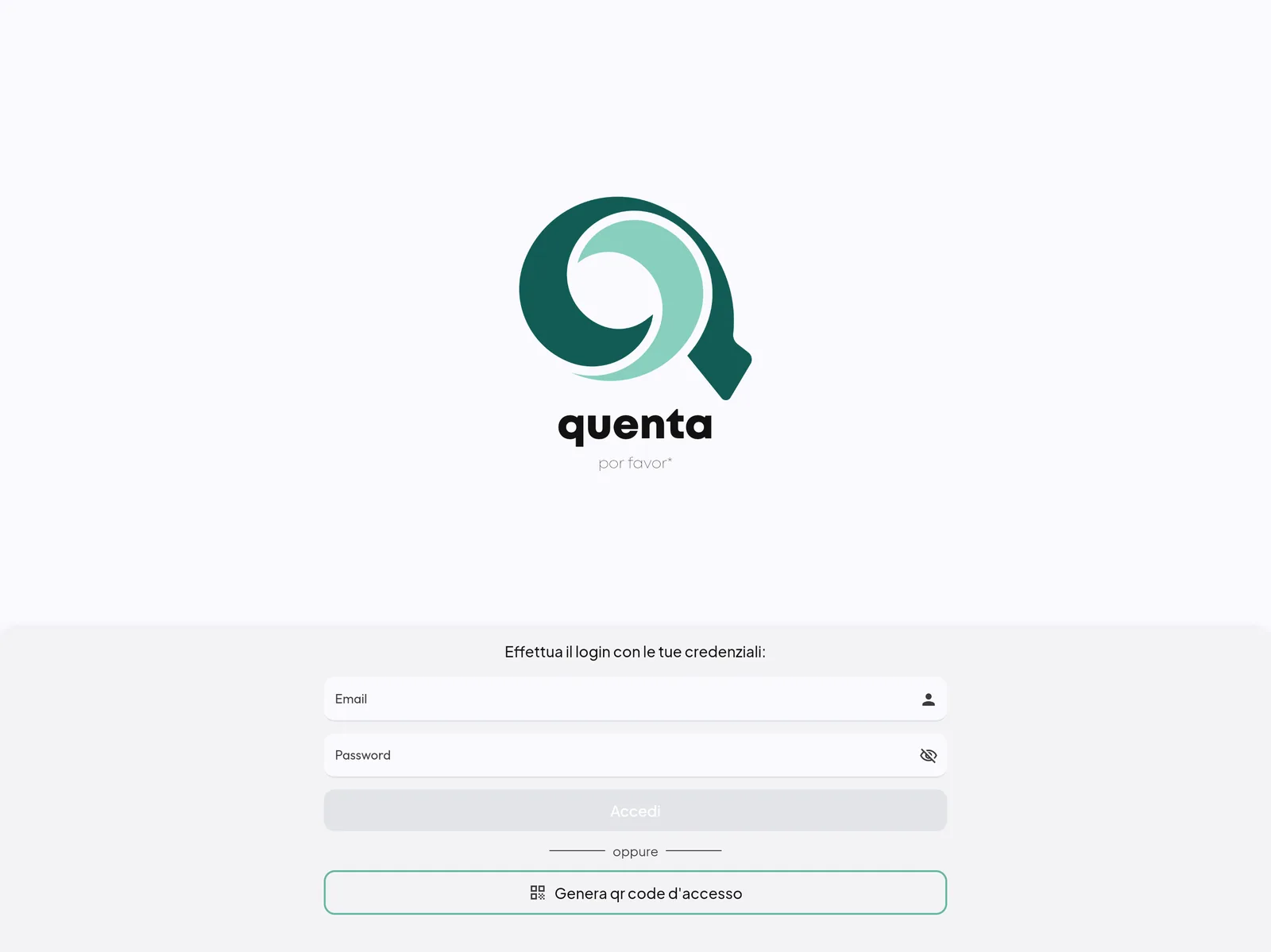 Schermata di accesso