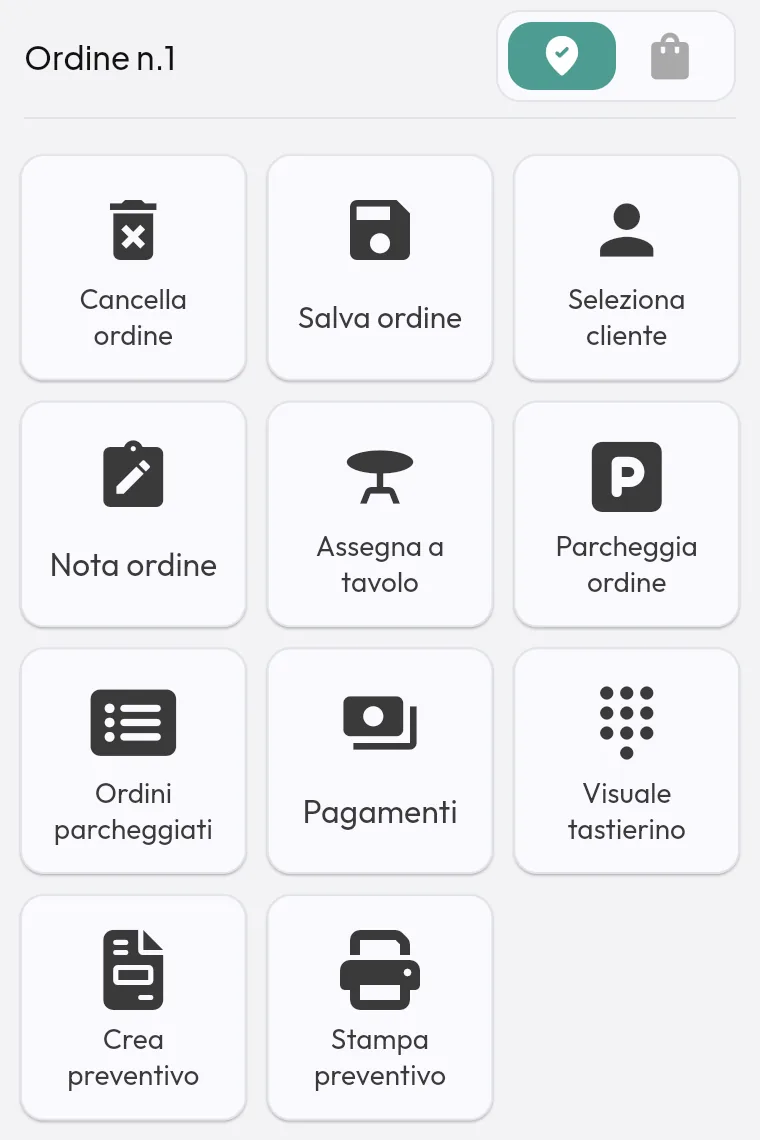 Azioni dell'ordine al banco