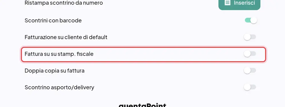Dove si trova «Fattura su stampante fiscale»