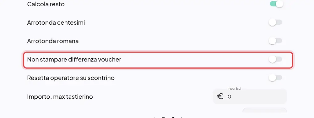 Dove si trova «Non stampare differenza voucher»