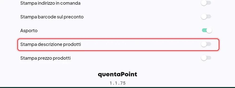 Dove si trova «Stampa descrizione prodotti»