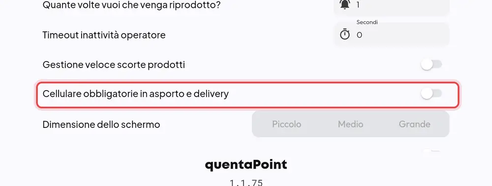 Dove si trova «Cellulare obbligatorie in asporto»