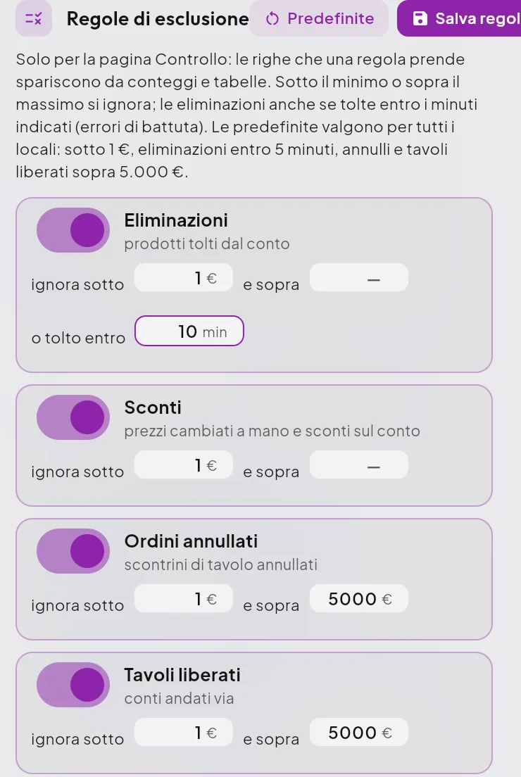 Regole di esclusione