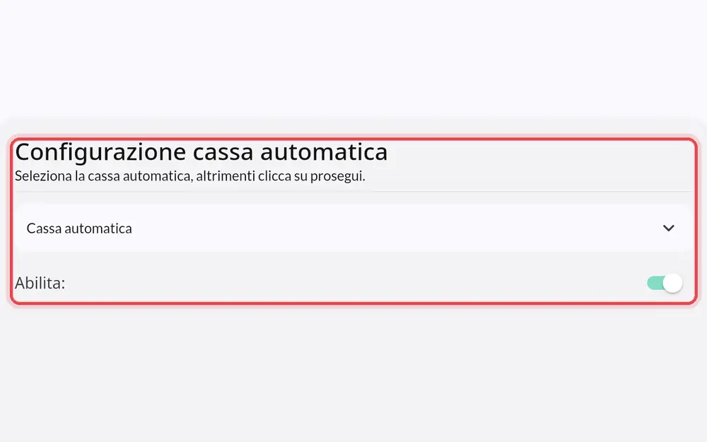 Dove si trova «Configurazione cassa automatica»