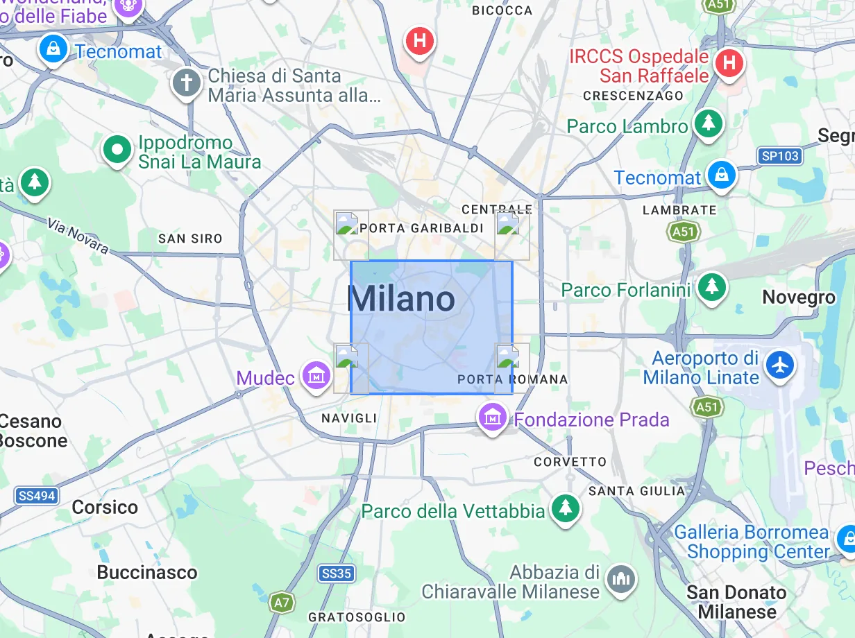 Una zona disegnata sulla mappa