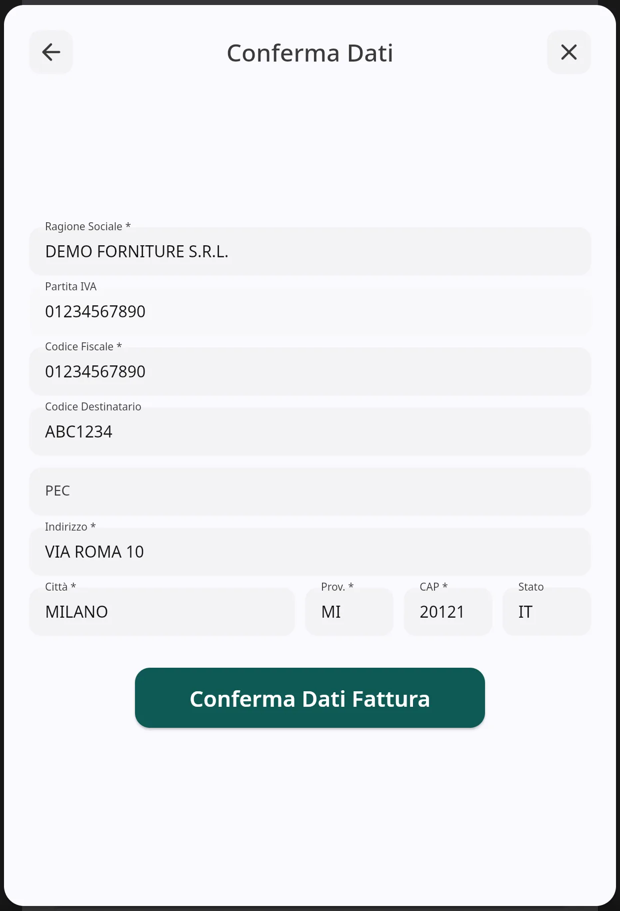Fattura al totem