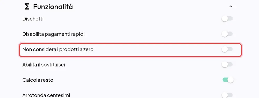 Dove si trova «Non considera i prodotti a zero»
